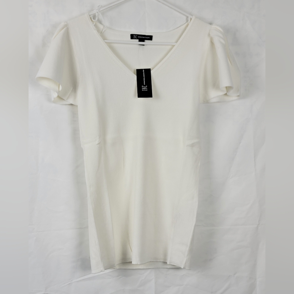 Inc V-Neck Flutter-Sleeve Sweater Size L